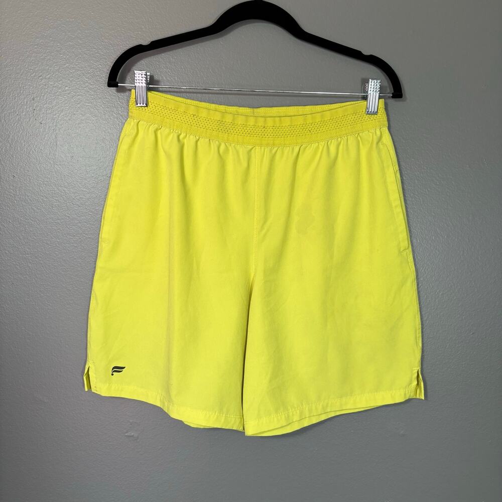 Fabletics Men's The Fundamental Short Yellow Athletic Shorts - Size Small - 7"